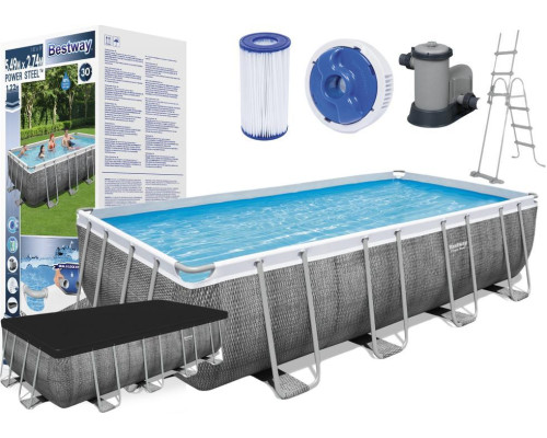 Басейн каркасний прямокутний Bestway 56465, 549x274x122 см з фільтром, сходами та тентом