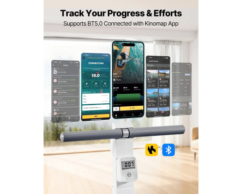 Веслувальний тренажер магнітний VEVOR сіро-білий