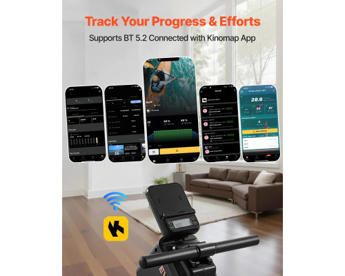 Веслувальний тренажер електричний VEVOR, чорний