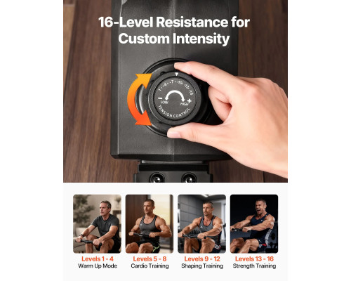 Веслувальний тренажер електричний VEVOR, чорний