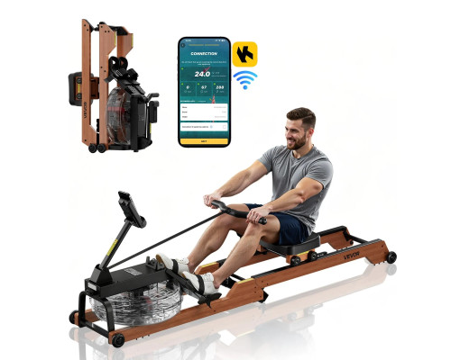 Веслувальний тренажер водний VEVOR, коричневий