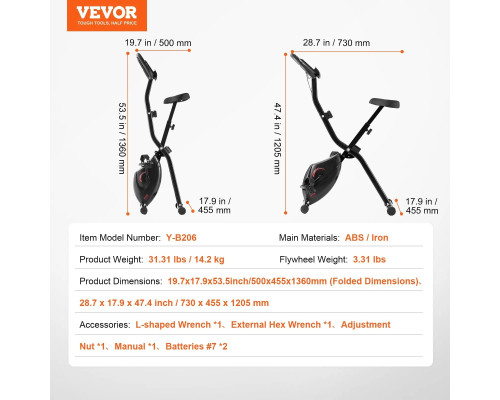 Велотренажер магнітний VEVOR Y-B206, чорний