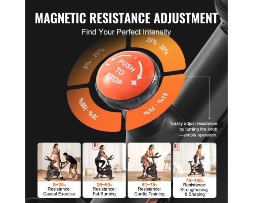 Велотренажер магнітний VEVOR С708, чорно-червоний