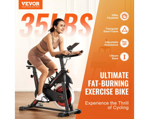Велотренажер магнітний VEVOR S706, чорно-червоний