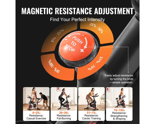 Велотренажер магнітний VEVOR S706, чорно-червоний