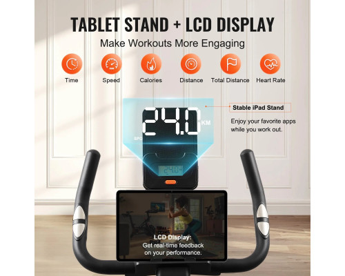 Велотренажер магнітний VEVOR S706, чорно-червоний