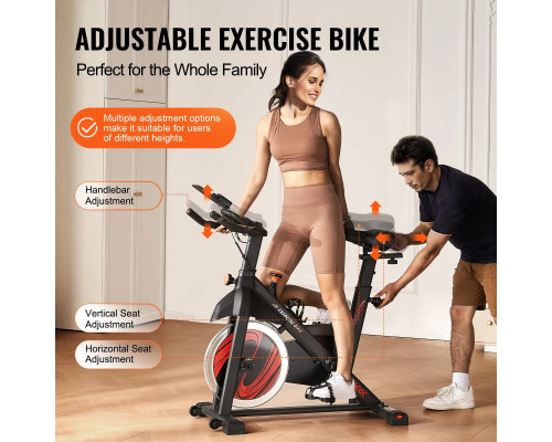 Велотренажер магнітний VEVOR S706, чорно-червоний