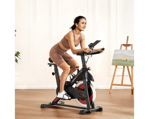 Велотренажер магнітний VEVOR S706, чорно-червоний