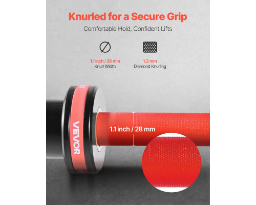 Гриф для штанги VEVOR 180 см, червоний