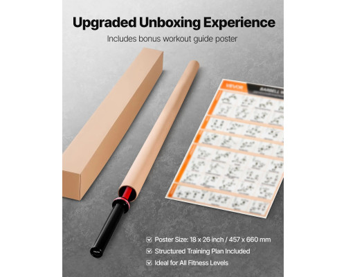 Гриф для штанги VEVOR 180 см, червоний