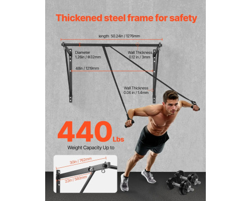 Турнік для підтягування VEVOR 200 кг, чорний