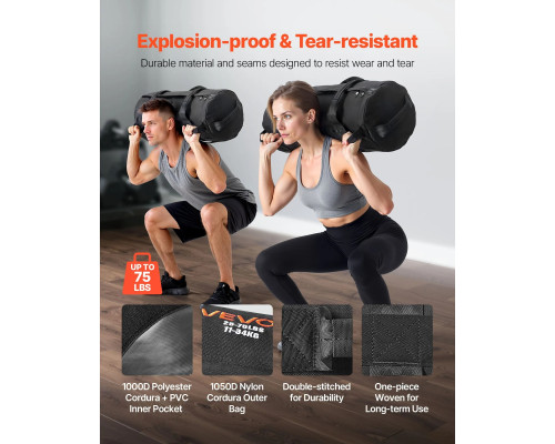 Тренувальна сумка VEVOR 11-34 кг, чорна