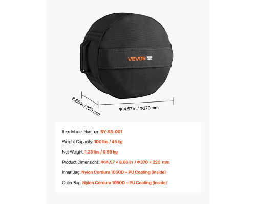 Тренувальна сумка VEVOR 45 кг, чорна