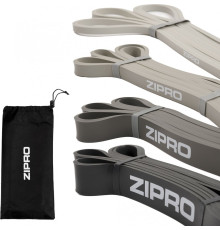 Набір стрічок-еспандерів для вправ Zipro PowerBand 4 шт. чорно-сірий