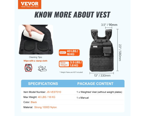 Обтяжувальний жилет VEVOR 18,14 кг