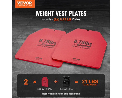 Плити для вагового жилета VEVOR 7,94 кг, червоні