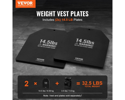 Плити для вагового жилета VEVOR 13,16 кг, чорні