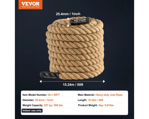 Канат тренувальний VEVOR 38,1 мм - 7,62 м