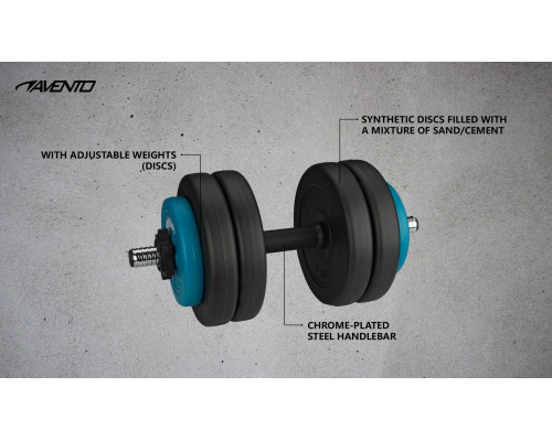 Гантель бітумна Avento 42DF-BLK, 15 кг Гантель бітумна Avento 42DF-BLK, 15 кг