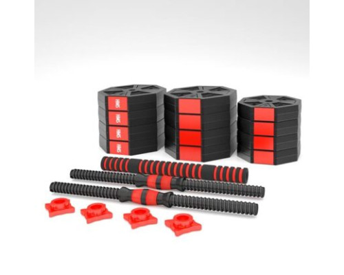 Набір штанга+гантелі HMS SGC30 - 30 кг/чорно-червоний  Набір штанга+гантелі HMS SGC30 - 30 кг/чорно-червоний