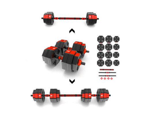 Набір штанга+гантелі HMS SGC30 - 30 кг/чорно-червоний  Набір штанга+гантелі HMS SGC30 - 30 кг/чорно-червоний