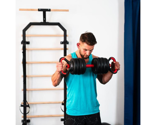 Гантелі розбірні HMS SGN140 PRO 6-в-1 зі штангою та гирями 40 кг