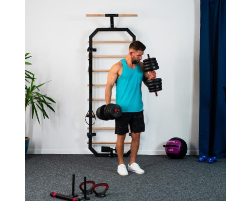 Гантелі розбірні HMS SGN140 PRO 6-в-1 зі штангою та гирями 40 кг