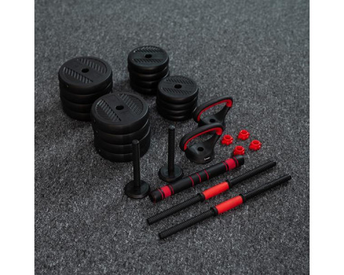 Гантелі розбірні HMS SGN140 PRO 6-в-1 зі штангою та гирями 40 кг