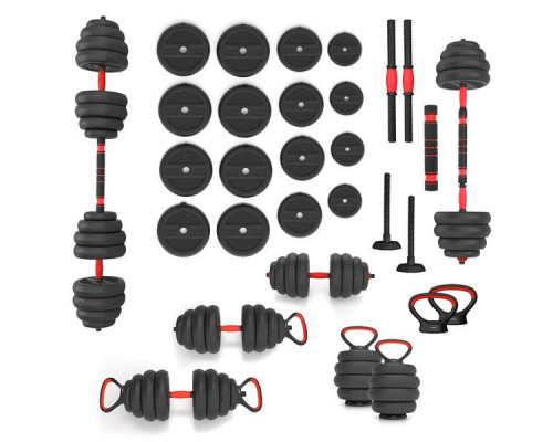 Гантелі розбірні HMS SGN140 PRO 6-в-1 зі штангою та гирями 40 кг