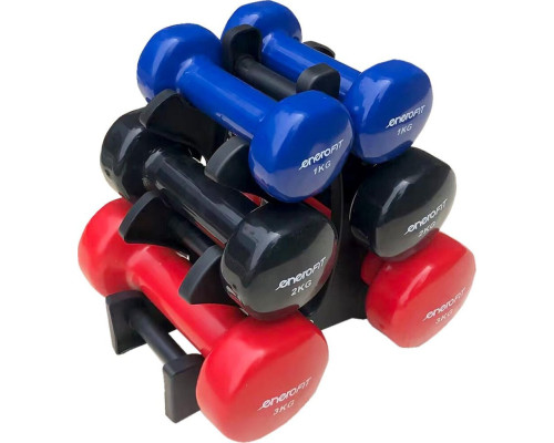 Гантелі вінілові ENERO FIT VDB зі стійкою, 12 кг