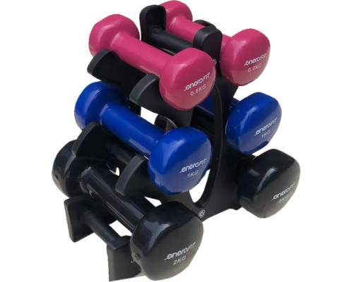 Гантелі вінілові ENERO FIT VDB зі стійкою, 7 кг Гантелі вінілові ENERO FIT VDB зі стійкою, 7 кг