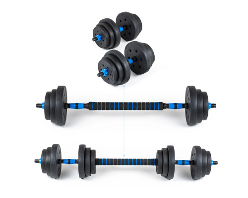 Гантелі розбірні бітумні THUNDER GYM-02 зі з'єднувачем для штанги, 2 x 10 кг