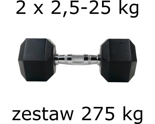 Гантелі UnderFit прогумовані Hex 2 х 2,5-25 кг (275 кг) Гантелі UnderFit прогумовані Hex 2 х 2,5-25 кг (275 кг)