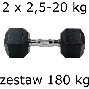 Гантелі UnderFit прогумовані Hex 2 х 2,5-20 кг (180 кг)