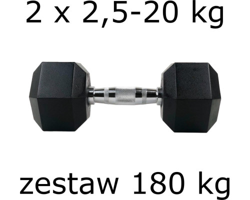 Гантелі UnderFit прогумовані Hex 2 х 2,5-20 кг (180 кг) Гантелі UnderFit прогумовані Hex 2 х 2,5-20 кг (180 кг)