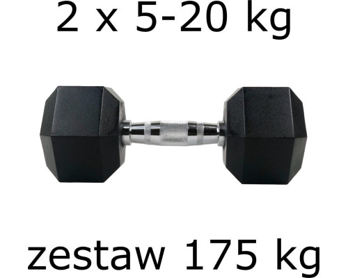 Гантелі UnderFit прогумовані Hex 2 х 5-20 кг (175 кг) Гантелі UnderFit прогумовані Hex 2 х 5-20 кг (175 кг)