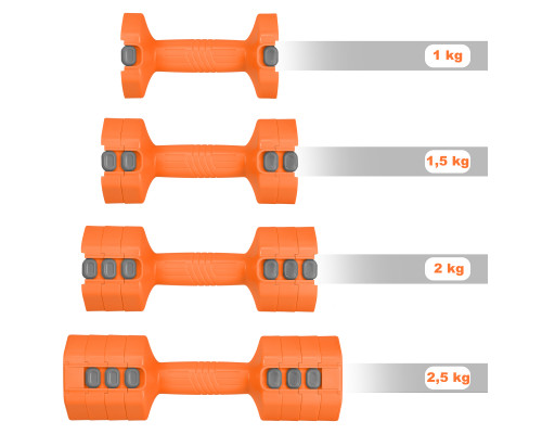 Гантелі шестигранні розбірні HMS HL03 2 x 2,5 кг, оранжеві
