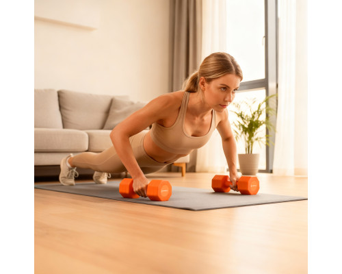 Гантелі шестигранні розбірні HMS HL03 2 x 2,5 кг, оранжеві