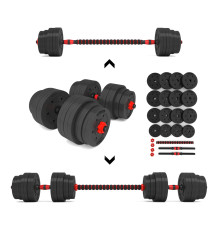 Набір штанга+гантелі HMS SGP40 - 40 кг, чорно-червоний