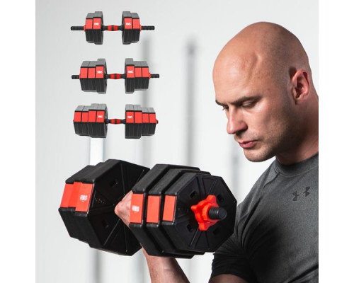 Набір штанга+гантелі HMS SGC40 - 2 х 20 кг, чорно-червоний