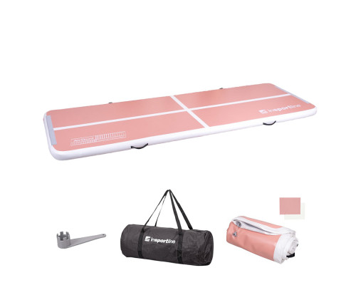 Килимок надувний Airtrack inSPORTline Airstunt 400x100x10 см, рожевий