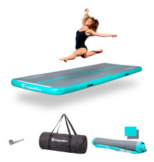 Килимок надувний inSPORTline Airstunt 400x100х10 см, сіро-бірюзовий