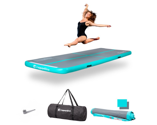 Килимок надувний inSPORTline Airstunt 400x100х10 см, сіро-бірюзовий