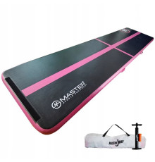 Мат гімнастичний надувний MASTER, 400 x 100 x 10 см, чорно-рожевий