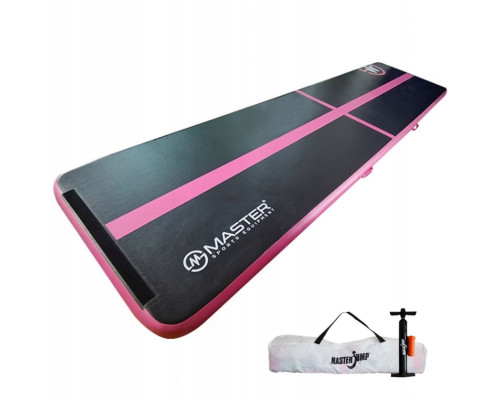 Мат гімнастичний надувний MASTER, 400 x 100 x 10 см, чорно-рожевий