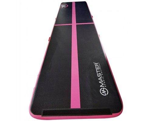 Мат гімнастичний надувний MASTER, 400 x 100 x 10 см, чорно-рожевий