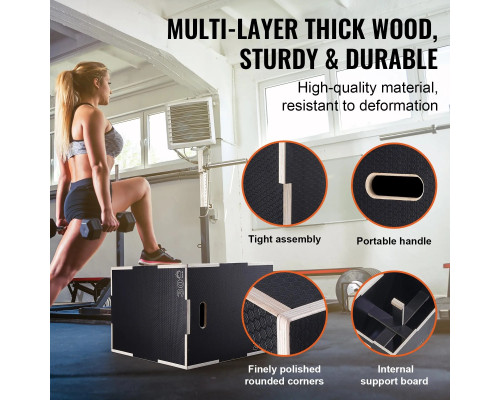 Пліометричний бокс VEVOR 30/24/20 дюймів, чорний