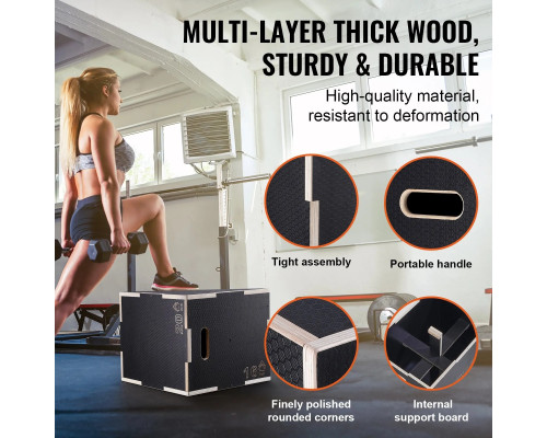 Пліометричний бокс VEVOR 20/18/16 дюймів, чорний