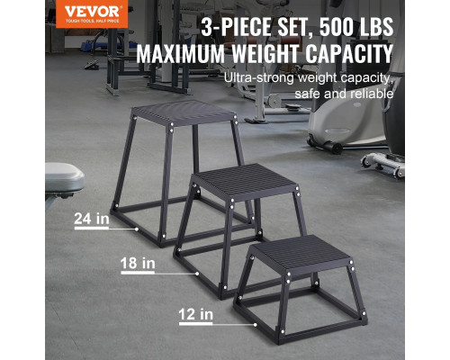Пліометричний бокс VEVOR 30,5 - 45,8 см - 60,9 см, чорний