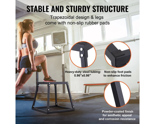 Пліометричний бокс VEVOR 30,5 - 45,8 см - 60,9 см, чорний